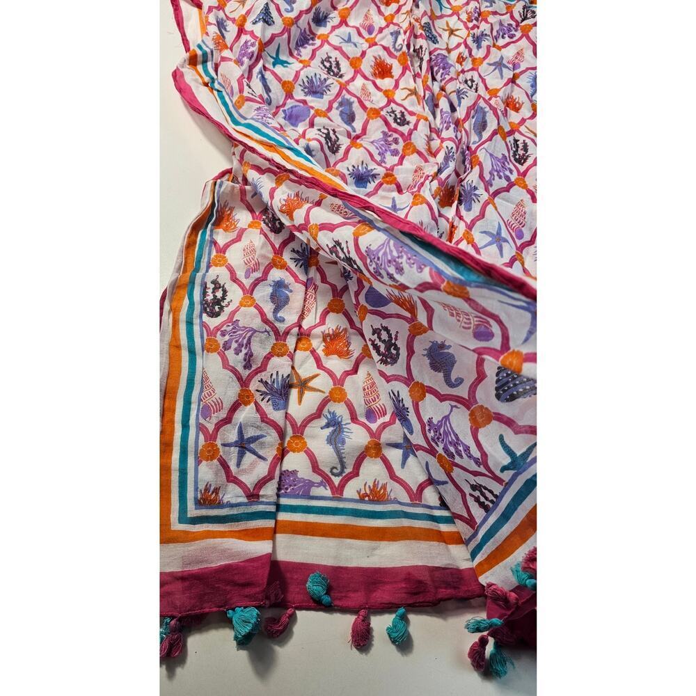 Charlie Paige beach swim colorful nautical shawl cover up Lightweight upf block - Picture 6 of 7